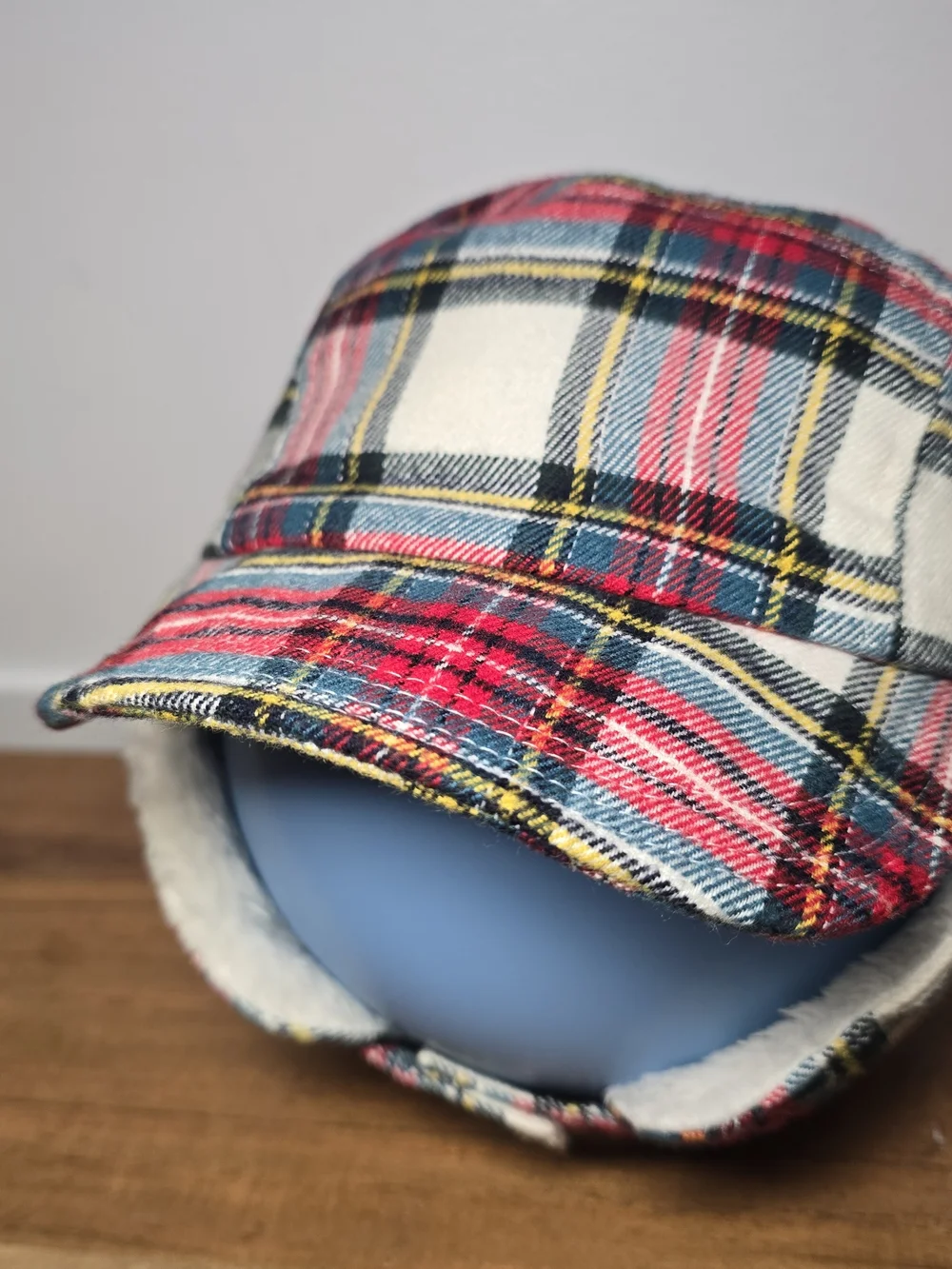 GapKids Plaid Winter Trapper/ Aviator Style Hat - Red & White